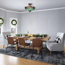 Load image into Gallery viewer, RADIANCE Goods Victorian-Style 2-Light Antique Dark Bronze Finish Ceiling Semi-Flush Mount 16" Wide