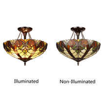Load image into Gallery viewer, RADIANCE goods Victorian-Style 2-Light Antique Dark Bronze Finish Ceiling Semi-Flush Mount 16" Wide