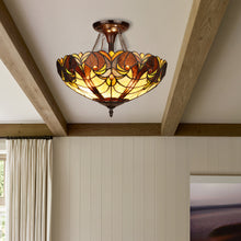 Load image into Gallery viewer, RADIANCE goods Victorian-Style 2-Light Antique Dark Bronze Finish Ceiling Semi-Flush Mount 16" Wide