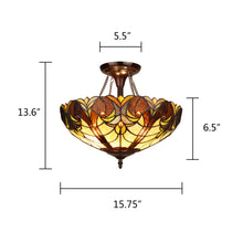 Load image into Gallery viewer, RADIANCE goods Victorian-Style 2-Light Antique Dark Bronze Finish Ceiling Semi-Flush Mount 16" Wide