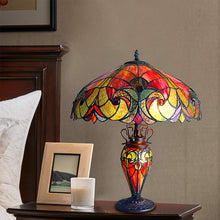 Load image into Gallery viewer, RADIANCE goods Tiffany-Style 3 Light Victorian Double Lit Table Lamp 18" Shade