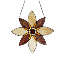 Load image into Gallery viewer, RADIANCE Goods Floral-Style Black Finish Stained Glass Window Panel 13" Tall