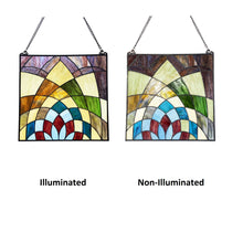 Load image into Gallery viewer, RADIANCE Goods Geometric-Style Black Finish Stained Glass Window Panel 16" Tall