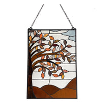 Load image into Gallery viewer, RADIANCE Goods Floral-Style Black Finish Stained Glass Window Panel 24" Tall