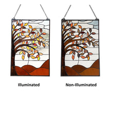 Load image into Gallery viewer, RADIANCE Goods Floral-Style Black Finish Stained Glass Window Panel 24" Tall