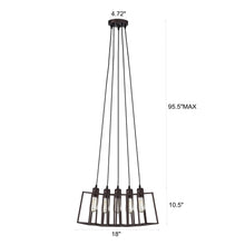 Load image into Gallery viewer, RADIANCE goods Industrial 5 Light Oil Rubbed Bronze Large Pendant Ceiling Fixture 18" Wide