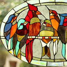 Load image into Gallery viewer, RADIANCE goods Birds Stained Glass Window Panel 23.5"x15"