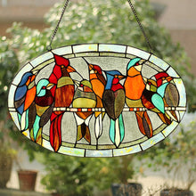Load image into Gallery viewer, RADIANCE goods Birds Stained Glass Window Panel 23.5"x15"