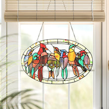 Load image into Gallery viewer, RADIANCE goods Birds Stained Glass Window Panel 23.5"x15"