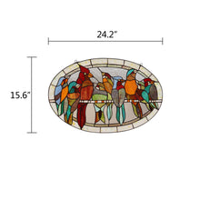 Load image into Gallery viewer, RADIANCE goods Birds Stained Glass Window Panel 23.5"x15"