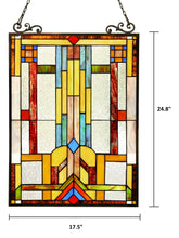 Load image into Gallery viewer, RADIANCE goods Geometric Stained Glass Window Panel 17.5"x25"