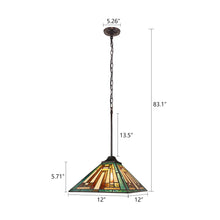 Load image into Gallery viewer, RADIANCE goods Tiffany-Style 1-Light Mission Ceiling Pendant 12" Shade