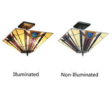 Load image into Gallery viewer, RADIANCE goods Tiffany 2 Light Mission Semi-Flush Ceiling Mount 14" Wide