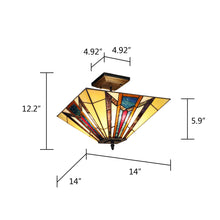 Load image into Gallery viewer, RADIANCE goods Tiffany 2 Light Mission Semi-Flush Ceiling Mount 14" Wide