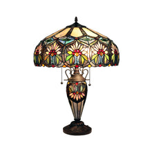 Load image into Gallery viewer, RADIANCE goods Tiffany-style 3-Light Floral Double Lit Table Lamp 18" Shade