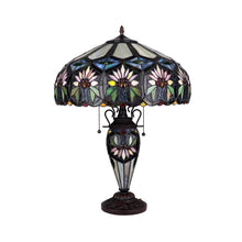 Load image into Gallery viewer, RADIANCE goods Tiffany-style 3-Light Floral Double Lit Table Lamp 18" Shade