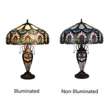 Load image into Gallery viewer, RADIANCE goods Tiffany-style 3-Light Floral Double Lit Table Lamp 18" Shade