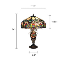 Load image into Gallery viewer, RADIANCE goods Tiffany-style 3-Light Floral Double Lit Table Lamp 18" Shade