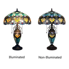 Load image into Gallery viewer, RADIANCE goods Tiffany-style 3-Light Victorian Double Lit Table Lamp 16" Shade
