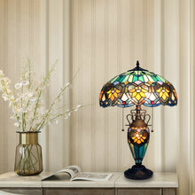 Load image into Gallery viewer, RADIANCE goods Tiffany-style 3-Light Victorian Double Lit Table Lamp 16" Shade