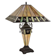 Load image into Gallery viewer, RADIANCE goods Tiffany-Style 3-Light Mission Double Lit Table Lamp 16" Shade