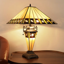 Load image into Gallery viewer, RADIANCE goods Tiffany-Style 3-Light Mission Double Lit Table Lamp 16" Shade
