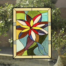 Load image into Gallery viewer, RADIANCE goods Floral Stained Glass Window Panel 25"x18.11"