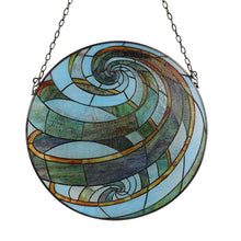 Load image into Gallery viewer, RADIANCE goods Tiffany-Style Geometric Stained Glass Window Panel 23" Width