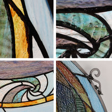 Load image into Gallery viewer, RADIANCE goods Tiffany-Style Geometric Stained Glass Window Panel 23" Width