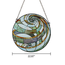 Load image into Gallery viewer, RADIANCE goods Tiffany-Style Geometric Stained Glass Window Panel 23" Width