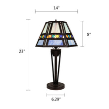 Load image into Gallery viewer, RADIANCE goods Retro-Style Stained Glass 1-Light Table Lamp 14" Shade