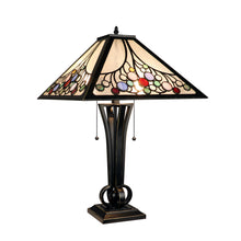 Load image into Gallery viewer, RADIANCE goods Retro-Style Stained Glass 2-Light Table Lamp 16" Shade