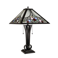 Load image into Gallery viewer, RADIANCE goods Retro-Style Stained Glass 2-Light Table Lamp 16" Shade
