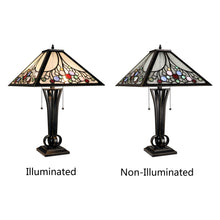 Load image into Gallery viewer, RADIANCE goods Retro-Style Stained Glass 2-Light Table Lamp 16" Shade