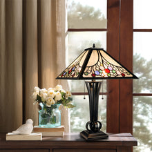 Load image into Gallery viewer, RADIANCE goods Retro-Style Stained Glass 2-Light Table Lamp 16" Shade