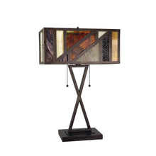 Load image into Gallery viewer, RADIANCE goods Retro-Style Stained Glass 2-Light Table Lamp 16" Shade