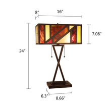 Load image into Gallery viewer, RADIANCE goods Retro-Style Stained Glass 2-Light Table Lamp 16" Shade