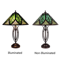 Load image into Gallery viewer, RADIANCE goods Retro-Style Stained Glass 2-Light Table Lamp 18" Shade