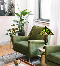 Load image into Gallery viewer, RADIANCE goods Retro-Style Stained Glass 2-Light Table Lamp 18" Shade