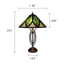 Load image into Gallery viewer, RADIANCE goods Retro-Style Stained Glass 2-Light Table Lamp 18" Shade