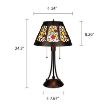 Load image into Gallery viewer, RADIANCE goods Retro-Style Stained Glass 2-Light Table Lamp 18" Shade