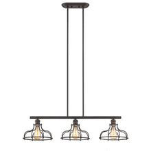 Load image into Gallery viewer, RADIANCE goods Industrial 3 Light Rubbed Bronze Island Pendant 37" Wide