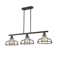 Load image into Gallery viewer, RADIANCE goods Industrial 3 Light Rubbed Bronze Island Pendant 37" Wide