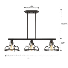 Load image into Gallery viewer, RADIANCE goods Industrial 3 Light Rubbed Bronze Island Pendant 37" Wide