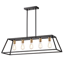 Load image into Gallery viewer, RADIANCE goods Industrial 5 Light Textured Black Island Pendant 38" Wide