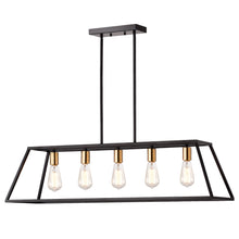 Load image into Gallery viewer, RADIANCE goods Industrial 5 Light Textured Black Island Pendant 38" Wide