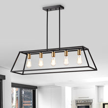 Load image into Gallery viewer, RADIANCE goods Industrial 5 Light Textured Black Island Pendant 38" Wide