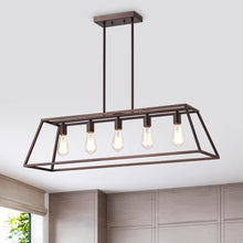 Load image into Gallery viewer, RADIANCE goods Industrial 5 Light Oil Rubbed Bronze Island Pendant 38" Wide