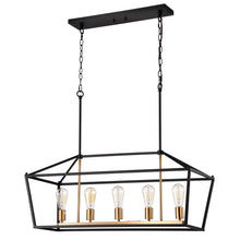 Load image into Gallery viewer, RADIANCE goods Industrial 5 Light Textured Black Island Pendant 36" Wide