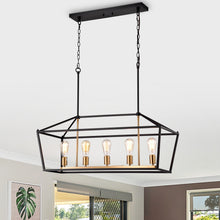 Load image into Gallery viewer, RADIANCE goods Industrial 5 Light Textured Black Island Pendant 36" Wide